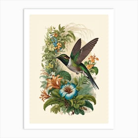 Hummingbird botanical flower beauty 18 Art Print