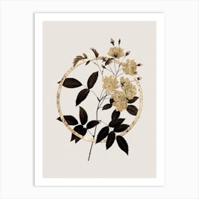 Gold Ring Lady Banks' Rose Glitter Botanical Illustration n.0267 Art Print