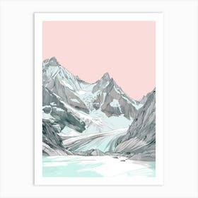 Monte Rosa Switzerland Italy Color Line Drawing (6) Art Print