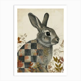 Checkered Giant Blockprint Rabbit Illustration 4 Art Print