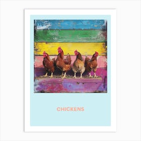 Chickens In The Barn Rainbow Poster Art Print