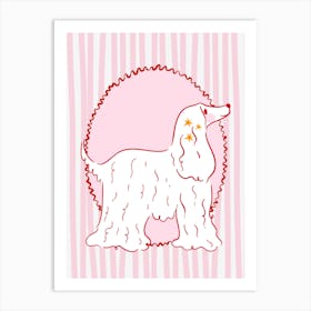 Afghan Hound | Pink and Red Dog Print Art Print