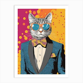 Super Cool Cat Illustration Pop 20 Art Print