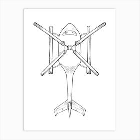 Helicopter With Four Propellers Art Print