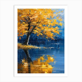 Autumn Tree By The Lake Art Print