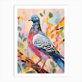 Bird Painting Collage Pigeon 1 Art Print