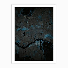Default London Black Blue Map Art 1 (1) Art Print