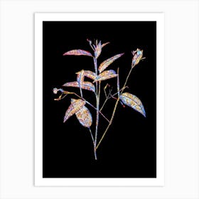 Stained Glass Maranta Arundinacea Mosaic Botanical Illustration on Black n.0006 Art Print
