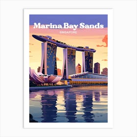 Marina Bay Sands Singapore Sunset Travel Art Art Print