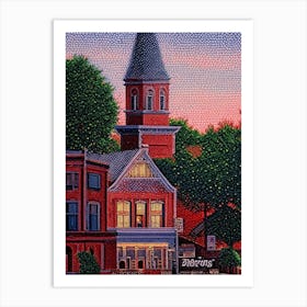 Denton, City Us  Pointillism Art Print