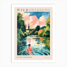 Wild Swimming At River Wensum Norfolk 3 Poster Art Print