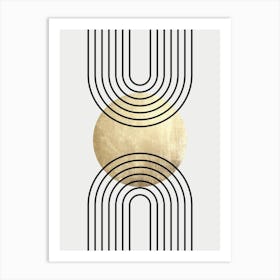 Circles lines and gold 7 Art Print