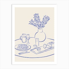 Table Setting - Royal Blue Art Print