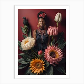 Woman With Flowers Art Print