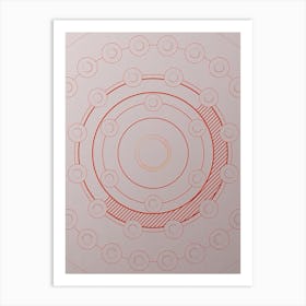 Geometric Abstract Glyph Circle Array in Tomato Red n.0114 Art Print