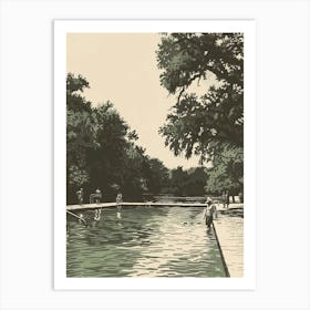 Duotone Illustration Barton Springs Pool Austin Texas 4 Art Print