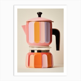 Pink And Orange Pastel Colour Big Coffee Maker, Italian Kitchen Art Print