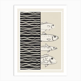 Abstract Fishes On A Wave 2 Art Print