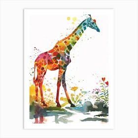 Giraffe Walking Watercolour 1 Art Print