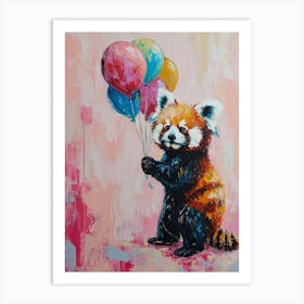Cute Red Panda 3 With Balloon Art Print