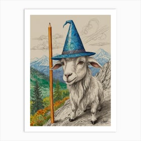 Goat With A Blue Hat Art Print