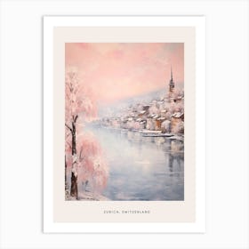 Dreamy Winter Painting Poster Zurich Switzerland 5 Art Print