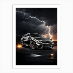 Lightning Over Bmw M4 Art Print
