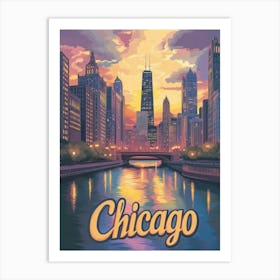 Aihrgdesign A Mid Century Modern Travel Poster For Chicago 3 Art Print