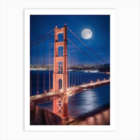 Golden Gate Bridge At Night Art Print