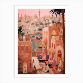 Cairo Egypt 4 Vintage Pink Travel Illustration Art Print