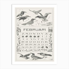 January Calendar Sheet With Ruffed Redstart (1917), Theo Van Hoytema Art Print