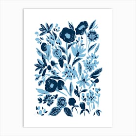 Blue Bold Flowers Art Print