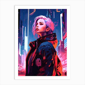 Cyberpunk Art woman 1 Art Print