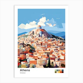 Athens, Greece, Geometric Illustration 1 Poster Art Print