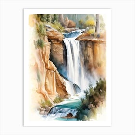 Calf Creek Falls, United States Water Colour  (2) Art Print