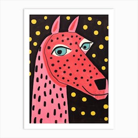 Pink Polka Dot Horse 2 Art Print