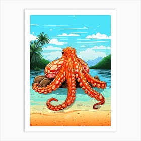 Coconut Octopus Illustration 15 Art Print