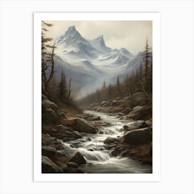 Mountain Creek Watercolor Painting Art Print