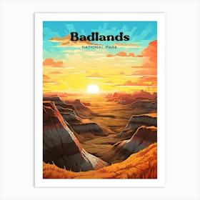 Badlands National Park Souvenir Modern Travel Illustration Art Print