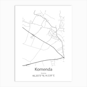 Komenda,Slovenia Minimalist Map Art Print