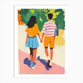 Couple Holding Hands Gouache Painting Art Print