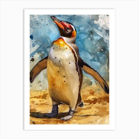 Humboldt Penguin Cooper Bay Watercolour Painting 3 Art Print
