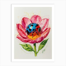 Ladybug On A Flower Art Print