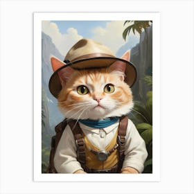 Explorer Cat with Big Eyes Art Print