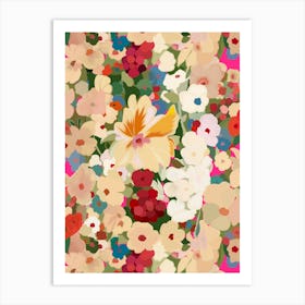 Floral Pattern Pink "Floral Symphony" Art Print