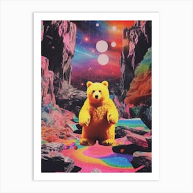 Bear In Space Collage Art Print