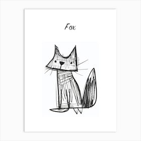 B&W Fox Poster Art Print