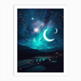 Three Crescent Moons In Japan Art Print