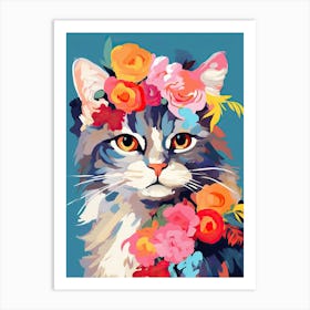 Laperm Cat With A Flower Crown Painting Matisse Style 4 Art Print