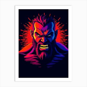 Angry Man in Red Illustration Art Print